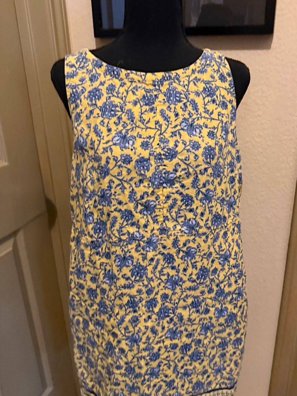 J. Jill Yellow Dress with Navy Floral Print - Picture 5 of 7